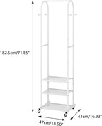 Kaitiemoo Heavy Duty Clothing Rack with Wheels,Modern Garment Rack with 3 Metal Shelves, 71.8Inches Display Rack for Hanging 