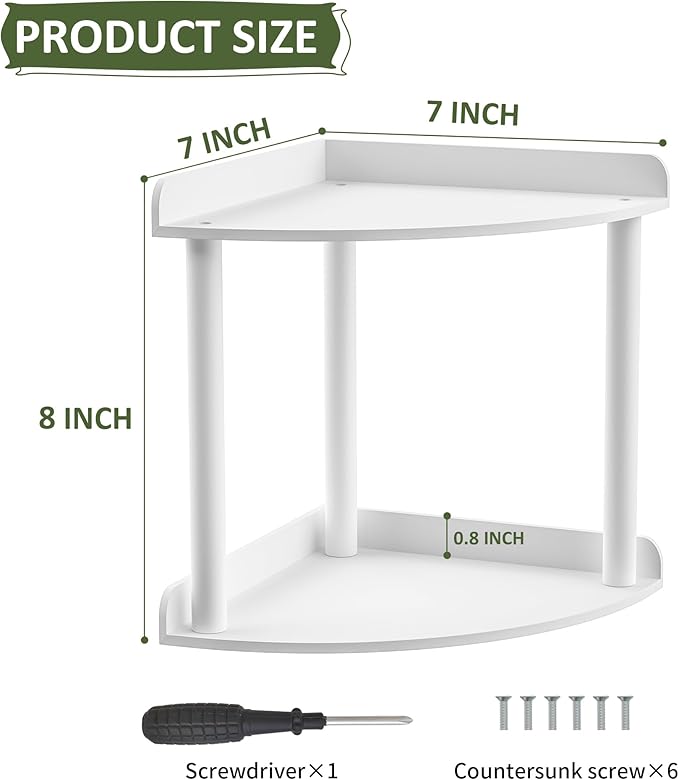 Sezanrpt 2 Tier Countertop Corner Organizer Shelf 7x7x8 Inch, White Acrylic Bathroom Vanity Storage Organizer Corner Shelf fo