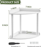 Sezanrpt 2 Tier Countertop Corner Organizer Shelf 7x7x8 Inch, White Acrylic Bathroom Vanity Storage Organizer Corner Shelf fo