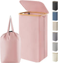 Lifewit 100L Laundry Basket with Lid, Clothes Hampers for Laundry with Bamboo Handles and 1 Removable Bag, Large Foldable Lau