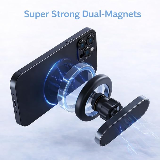 LEPHYON Magnetic Phone Holder for Gym, Ultra Strong Magnet Phone Mount for Exercise Equipment, Compatible with iPhone Samsung All Cell Phones, Adjustable 360° Rotation, No-Slip Workout Accessory