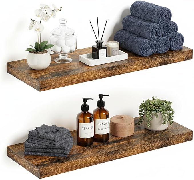 Vivelove Floating Shelves for Wall, 24 inch Wall Shelves for Bathroom Bedroom, Living Room, Kitchen, Office, Rustic Farmhouse