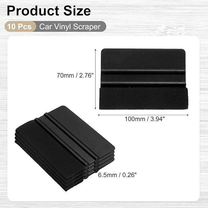 HARFINGTON 10pcs Car Vinyl Scraper 4inch Vinyl Squeegee Felt Edge Squeegee Tool for Car Window Tint Wallpaper Decal Sticker Installation Crafts Car Wrap Paste, Black