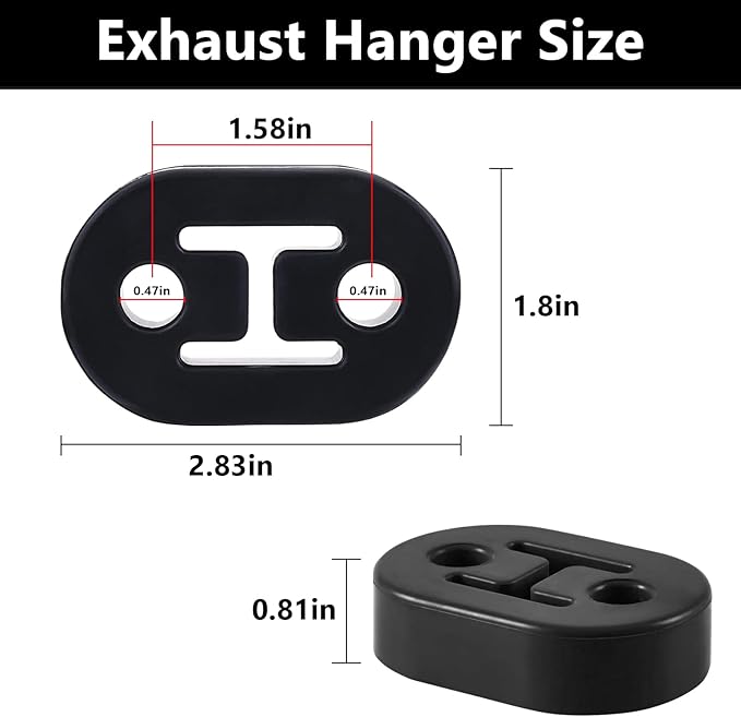 Exhaust Rubber Hanger, rubber muffler hangers. Rubber Insulator Bushing Mount, rubber exhaust mounts with 2 Holes 0.47 Inch, 