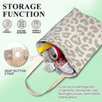 Car Trash Can, Cute Car Trash Bag, Hanging Car Organizer and Storage Bag, Trash Bin for Car Accessories, Vehicle, Travelling, Camping Gray White Leopard