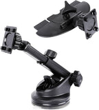 xik Universal CarPlay Screen Mount Pro - 2-in-1 CD Slot & Suction Cup Holder w/4-Button Anti-Shake Lock for CD Slot, Windshield & Dashboard, Fits 7" to 10.26" Car Monitors & GPS Displays