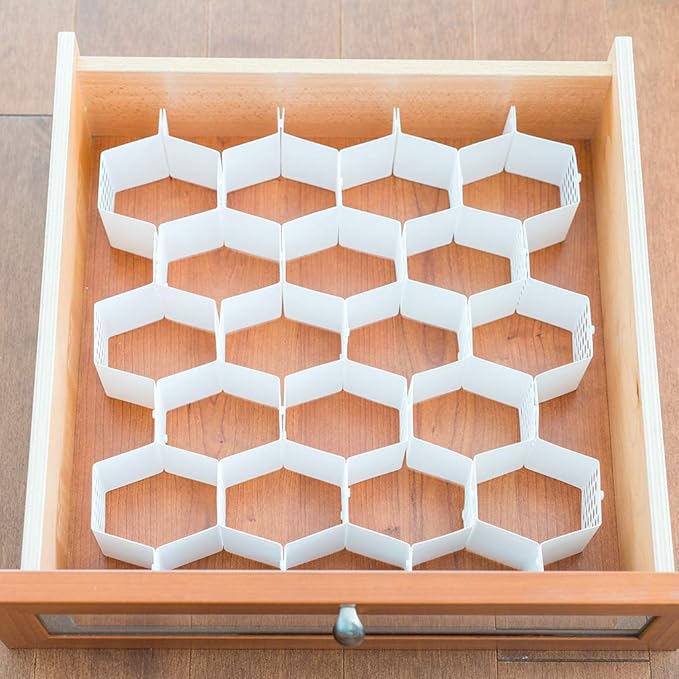 Evelots Honeycomb Drawer Organizer - Set of 4, 112 Slots, Easy Snap-Together Assembly, Adjustable & Durable Plastic Dividers,