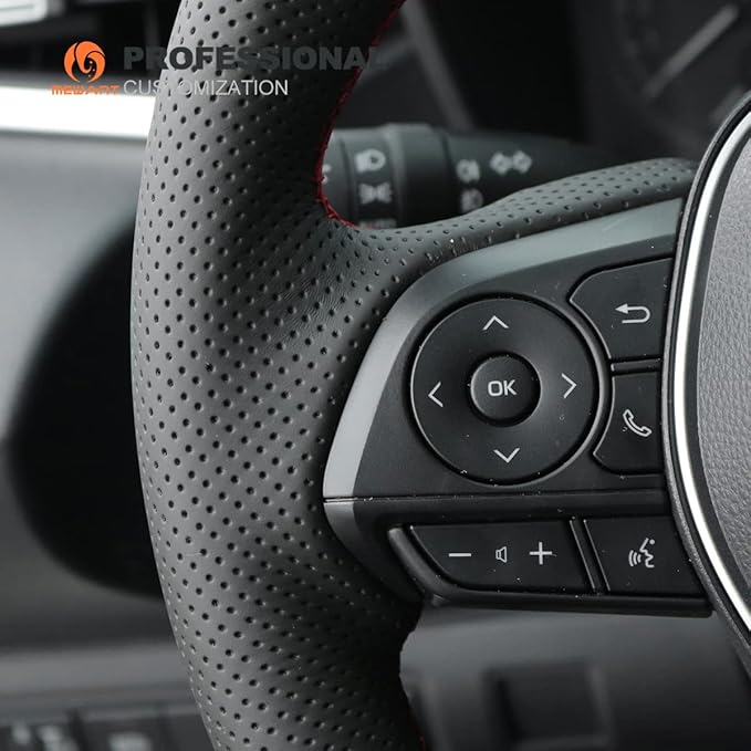 MEWANT Breathable Black Microfiber Leather DIY Car Steering Wheel Cover for Toyota Camry 2018-2019 / Toyota Avalon 2019 / Toyota Corolla 2019-2020 / Toyota RAV4 2019 Steering Wheel Accessories