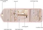 BAGSMART Travel Jewelry Organizer Case Foldable Jewelry Roll for Journey Rings, Necklaces, Earrings, Bracelets,Mini,Light Pin