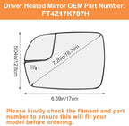 Senzeal Driver Side Heated Mirror Glass Replacement with Blind Spot Mirror for Ford Edge 2015 2016 2017 2018 (Left Side)