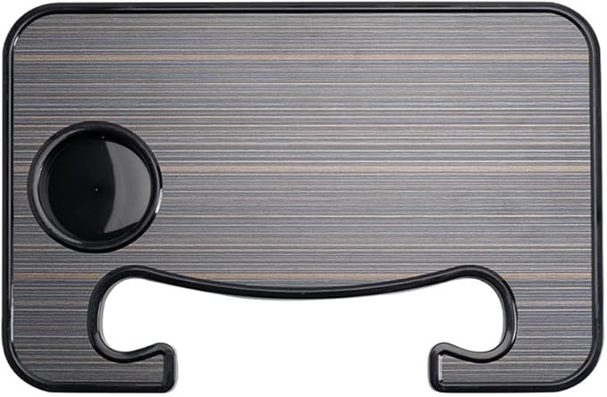Steering Wheel Tray for Car - 16" Universal Wood Grain Desk Organizer with Cup Holder, Food & Laptop Tray for Vehicles with Up to 15" Steering Wheel (Brown)