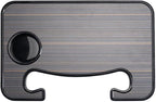 Steering Wheel Tray for Car - 16" Universal Wood Grain Desk Organizer with Cup Holder, Food & Laptop Tray for Vehicles with Up to 15" Steering Wheel (Brown)