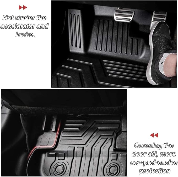 KUST 3D Floor Mats for Ford Mustang 2015-2025 2026 (NOT for Mach-E), All Weather TPE Rubber Car Mats for Mustang Accessories 2 Row Floor Rear Odorless Non-Slip High Edges