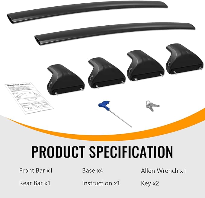 300lbs Lockable Roof Rack Cross Bars Compatible with 2023 2024 2025 Chevrolet Chevy Trax 2RS ACTIV LT, Aluminum Roof Rails Crossbar for Cargo Carrier Luggage Kayak Canoe Snowboard