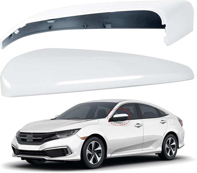 Driver Side Mirror Cover Replacement for Honda Civic 2016-2021, Insight 2019-2021 - Left Side Mirror Covers, Rear View Mirror Cap White