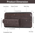 Sun Visor Organizer, Multi-Pocket Auto Visor Organizer for Car, SUV and Truck, Card Holder Glasses Holder for Car Interior Accessories Car Organizers And Storage, Brown