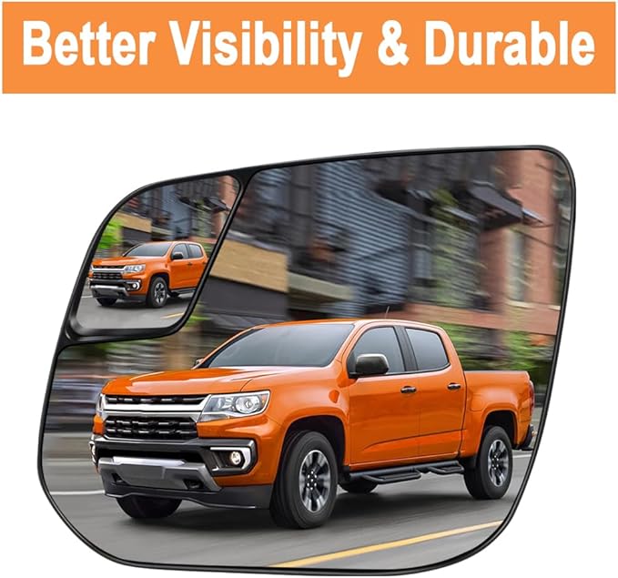Senzeal Driver Side Heated Mirror with Blind Spot Mirror for Chevrolet Chevy Colorado GMC Canyon 2015-2022 Rearview Mirrors Glass Replaces 23191160 (Left Side)