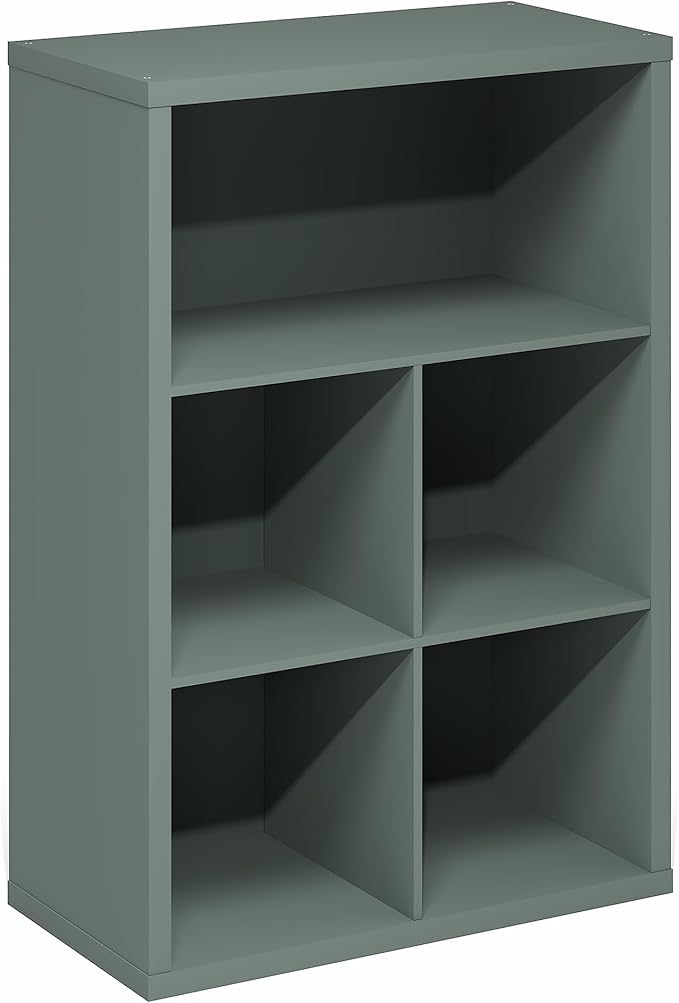 Furinno Cubicle Book Shelf, 5-Cube Bookshelf, Extra Thick Frame Cube Storage Organizer Bookcase with Closed Back, 15.3 x 29.9
