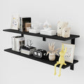 Floating Shelf Board for Wall 5/8" – No Brackets – 36" L x 10" W x 0.6" T Black Melamine Wood Floating Shelves for Bathroom, 