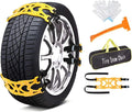 Jeremywell 6 PCS Car Snow Chains for TWO TIRES Emergency Anti Slip for Most Cars/SUV/Trucks, Winter Universal Security Chains