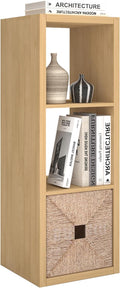 CTESNE【2026 Wooden Thick Frame 3 Cube Storage Organizer Shelf with Anti-Tipping Kits + Reversible Open Back Bookcase, Horizon