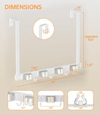 Broom Holder Over The Door - 304 Stainless Steel Mop and Broom Holder Wall Mounted or Hanging Over The Door with Hooks - Broo