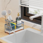 Cisily Sponge Holder for Kitchen Sink, Sink Caddy Organizer with High Brush Holder, Kitchen Countertop Organizers and Storage
