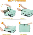 8 Set Compression Packing Cubes for Travel, Waterproof Luggage Organizers, Suitcase Organizer Set for Carry-On & Checked Bagg