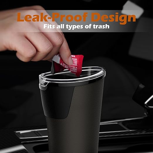 Leakproof Car Trash Can,Mini Car Trash Bin for SUV and Truck,Small Removable Liner Cars Garbage Can,Waterproof Automotive TrashCan for Vehicle,Home,Office,Multipurpose,Easy to Clean (Black 2)