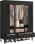 Portable Closet,Garment Rack,Heavy Duty Clothes Rack with Cover,Wardrobe Closet with 1 Hanging Rods, 2 Storage Shelves and 3 