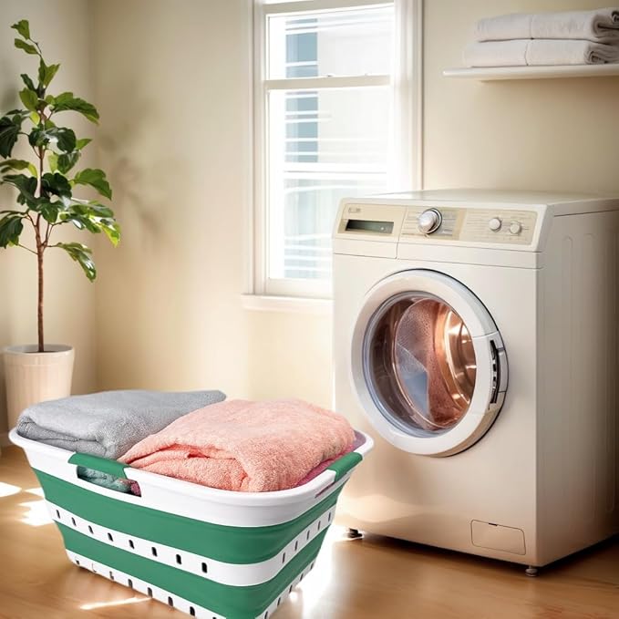 SAMMART 42L (11 gallon) Collapsible Plastic Laundry Basket - Foldable Pop Up Storage Container/Organizer - Space Saving Hampe