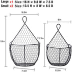 ERYTLLY Metal Fruit And Vegetable Storage Hanging Basket Wall Mounted, Hanging Basket For Kitchen Black Wire Baskets for Flow