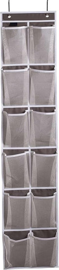 MISSLO Heavy Duty Organizer for Narrow Door with 12 Mesh Pockets (Brown)