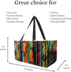 NGIL Extra Large Utility Tote Reusable Grocery Organizing Bag Oversized Collapsible for Storage, Picnic,Car, Beach (Desert Serape-black)