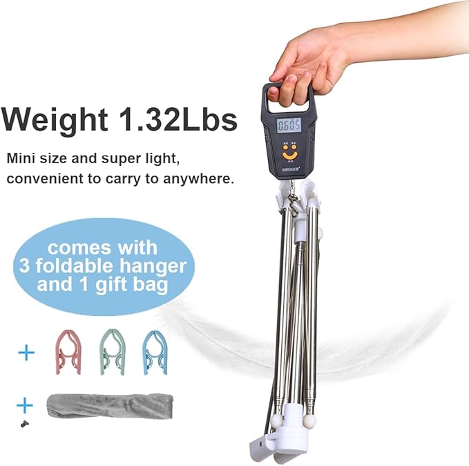 Portable Garment Rack, Folding Clothes Rack, Collapsible Clothing Rack for Dance, Travel, Camping, Laundry, Indoor, Outdoor, 