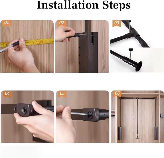 Pull Down Clothes Rail,Extendable Wardrobe Rod,Adjustable Telescopic Lift with Return,Wardrobe and Closet Clothing Storage,Sp