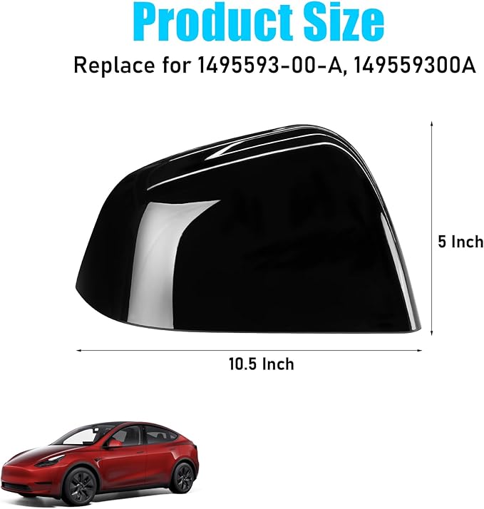 Jaronx Compatible with Tesla Model Y Side Mirror Cover Replacement 2020 2021 2022 2023 2024, Right Passenger Door Wing Black Rearview Mirror Cover Cap for Tesla Model Y Accessories-Glossy Black