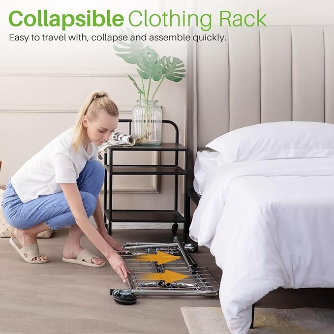 HOKEEPER Clothing Garment Rack Capacity 525LBS Clothing Racks on Wheels Rolling Clothes Rack for Hanging Clothes Heavy Duty C