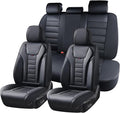Coverado Car Seat Covers Full Set, Seat Covers for Cars, Front Seat Covers and Back Seat Cover Waterproof Leather Automotive 