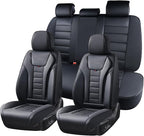 Coverado Car Seat Covers Full Set, Seat Covers for Cars, Front Seat Covers and Back Seat Cover Waterproof Leather Automotive 