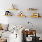 RICHER HOUSE 5 Set Floating Shelves for Wall Decor, Wall Mounted Book Shelf, Nursery Shelves Picture Ledge Shelf with Lip for