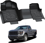 LASFIT Floor Mat for Ford F-150 2015-2026 Regular Cab(Bench Seat, Carpet Floor) All Weather Portector TPE Waterproof Truck Liner for Ford F150 Standard Cab-1st Row Black