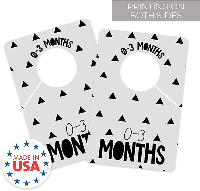 Canopy Street Gender Neutral Closet Baby Clothing Dividers/Modern Pattern Closet Organizers for Newborn to 4T Clothes / 4" x 