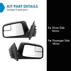 TRQ Driver and Passenger Side Mirror Assembly Set Power Foldaway Textured Black Compatible with 2009-2010 Ford Edge 2011 Ford