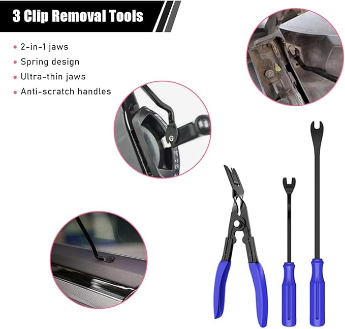 19PCS Trim Removal Tool Set, Car Panel Door Audio Trim Removal Tool Kit, Plastic Pry Tool Kit for Car Panel Dash Door Audio w