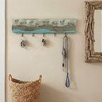Crab Driftwood Wall Art & DIY Key Holder – Handmade Coastal Home Decor – 17.5" Genuine Weathered Wood Plank with 5 Removable 