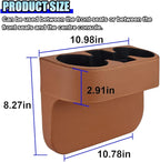 Car Cup Holder, PU Leather Auto Front Console Gap Filler Organizer, Multifunctional Cup Drink Holder, Car Seat Gap Filler Storage Box, Coin Bucket, Cell Mobile Phone Holder (Brown)