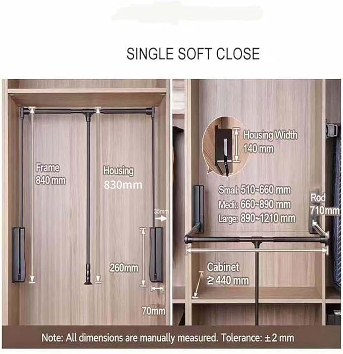 brand Wardrobe lift clothes rack,Pull Down Closet Rod for Hanging Clothes, Retractable Wardrobe Hanger for Cabinet, Aluminium