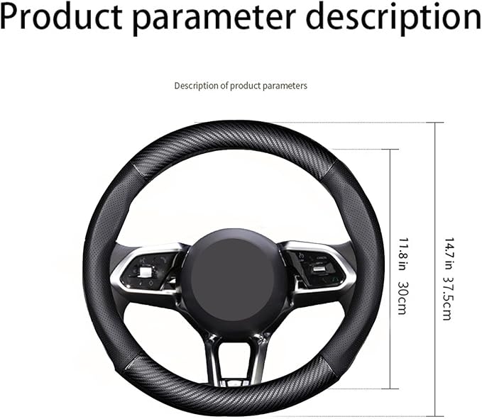 Car Steering Wheel Cover Fusion Carbon Fiber Premium Leather Non-Slip, Breathable, Trendy Accessories with Car Logo,for Accessories (Old-Old)