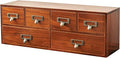 6-Drawer Vintage Desk Organizer Classic Brown Wood Storage Drawers for Tabletop - Slim Retro Style Desktop Organizing Cabinet